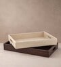 White Off- Premium Faux Leather Rectangular Serving Tray