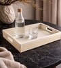 White Off- Premium Faux Leather Rectangular Serving Tray