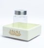 White Premium MDF Revolving Jar Tray Organiser with Mandala Art