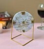 Off White Round Stone Table Clock