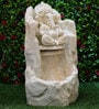 Off White Ganesha Sand Stone Indoor Water Fountain