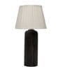 Off White Satin Shade Table Lamp With Mango Wood Base