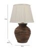 Off White Satin Shade Table Lamp With Mango Wood Base