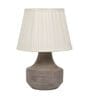 Off White Satin Shade Table Lamp With Mango Wood Base