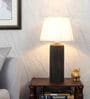 Off White Satin Shade Table Lamp With Mango Wood Base