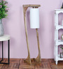 Off White Cotton Shade Novelty Floor Lamp With Mango wood Base