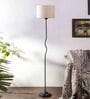 Off White Cottan Fabric Shade Club Floor Lamp With Iron Base