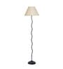 Intricately Off White Cottan Fabric Shade Club Floor Lamp With Iron Base