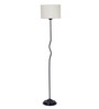 Off White Cottan Fabric Shade Club Floor Lamp With Iron Base