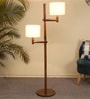 Emilia Off White Cotton and Acrylic Shade Novelty Floor Lamp With Mango wood Base