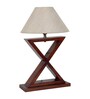 Off White Shade Table Lamp With Wood Base