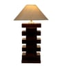 Off White Shade Table Lamp With Wood Base