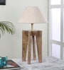 Off White Shade Table Lamp With Wood Base