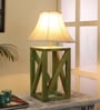 Off White Shade Table Lamp With Wood Base