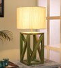 Beige Shade Table Lamp With Wood Base