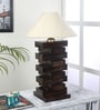 Off White Shade Table Lamp With Wood Base