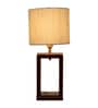 Off White Shade Table Lamp With Wood Base