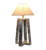 Off White Shade Table Lamp With Wood Base