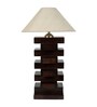 Off White Shade Table Lamp With Wood Base