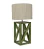 Off White Shade Table Lamp With Wood Base