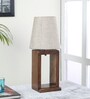 Beige Shade Table Lamp With Wood Base