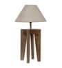 Off White Shade Table Lamp With Wood Base