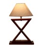 Off White Shade Table Lamp With Wood Base