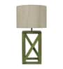 Off White Shade Table Lamp With Wood Base
