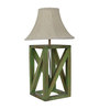 Off White Shade Table Lamp With Wood Base