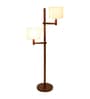 Emilia Off White Cotton and Acrylic Shade Novelty Floor Lamp With Mango wood Base