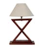 Off White Shade Table Lamp With Wood Base