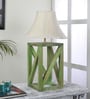 Off White Shade Table Lamp With Wood Base