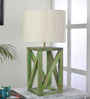 Beige Shade Table Lamp With Wood Base
