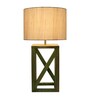Off White Shade Table Lamp With Wood Base