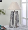 Off White Shade Table Lamp With Wood Base