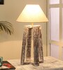 Off White Shade Table Lamp With Wood Base