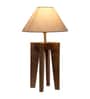 Off White Shade Table Lamp With Wood Base