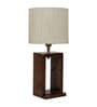 Off White Shade Table Lamp With Wood Base