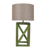 Beige Shade Table Lamp With Wood Base