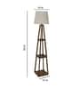 Flemish Off White Metal and Fabric Shade Shelf Floor Lamp With Mango wood Base