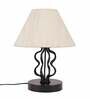 Off White Shade Table Lamp With Iron Base