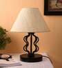Off White Shade Table Lamp With Iron Base
