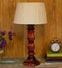 Naples Off White Fabric Shade Night Lamp With Wood Base