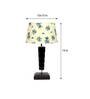 Damien Off White Fabric Shade Night Lamp With Wood Base