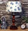 Orem Off White Fabric Shade Night Lamp With Wood Base