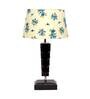 Damien Off White Fabric Shade Night Lamp With Wood Base