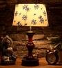 Orem Off White Fabric Shade Night Lamp With Wood Base