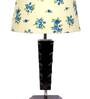 Damien Off White Fabric Shade Night Lamp With Wood Base