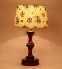 Orem Off White Fabric Shade Night Lamp With Wood Base