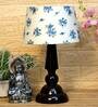 Petunia Off White Fabric Shade Night Lamp With Wood Base